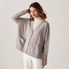 Cardigan col V boutonné à poches en cachemire - Achille 7412 gris clair - 11 Gris clair