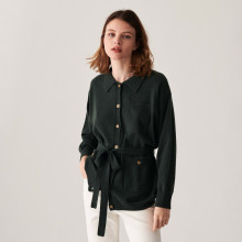 Buttoned cashmere jacket with polo collar - Clemence
