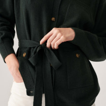 Buttoned cashmere jacket with polo collar - Clemence