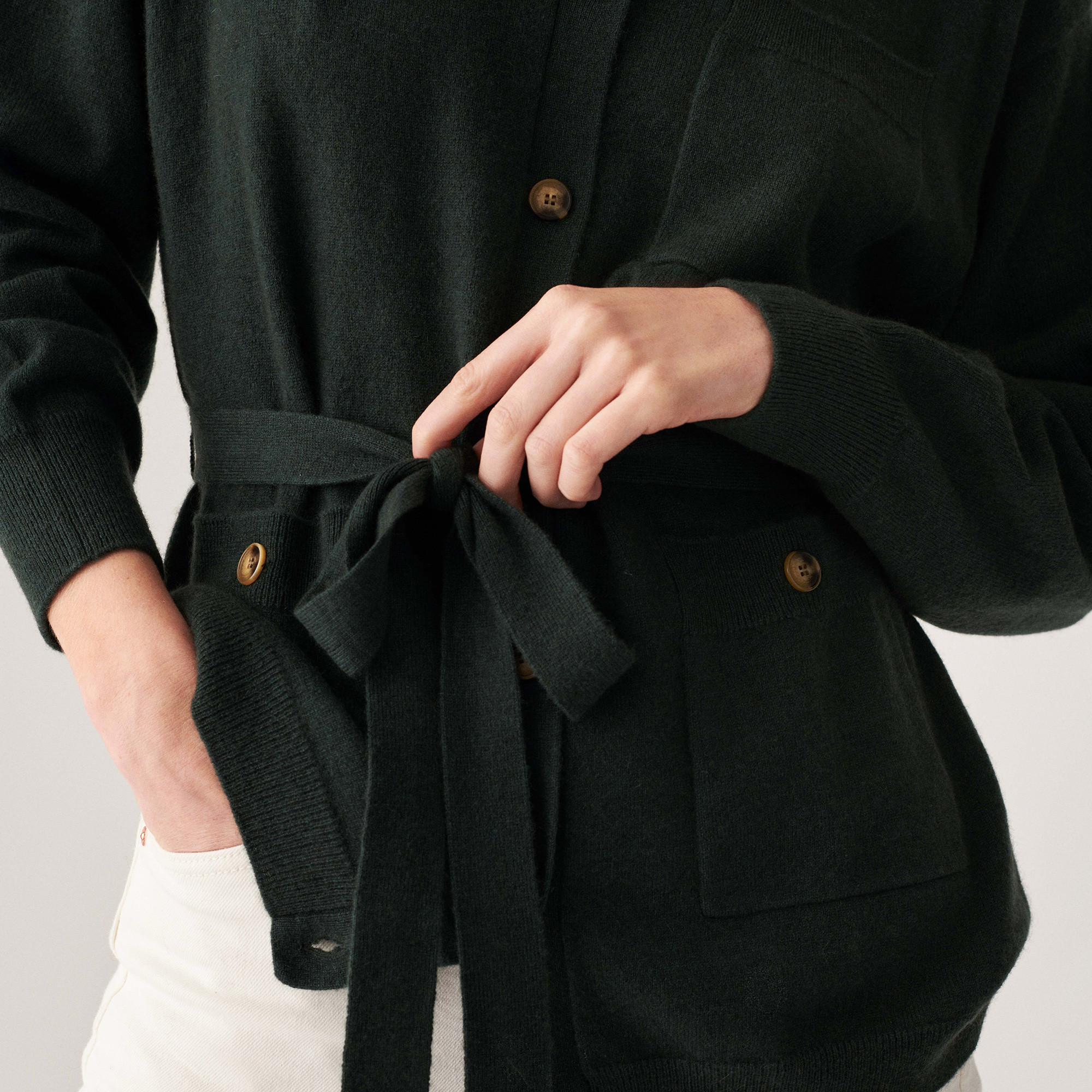 Buttoned cashmere jacket with polo collar - Clemence