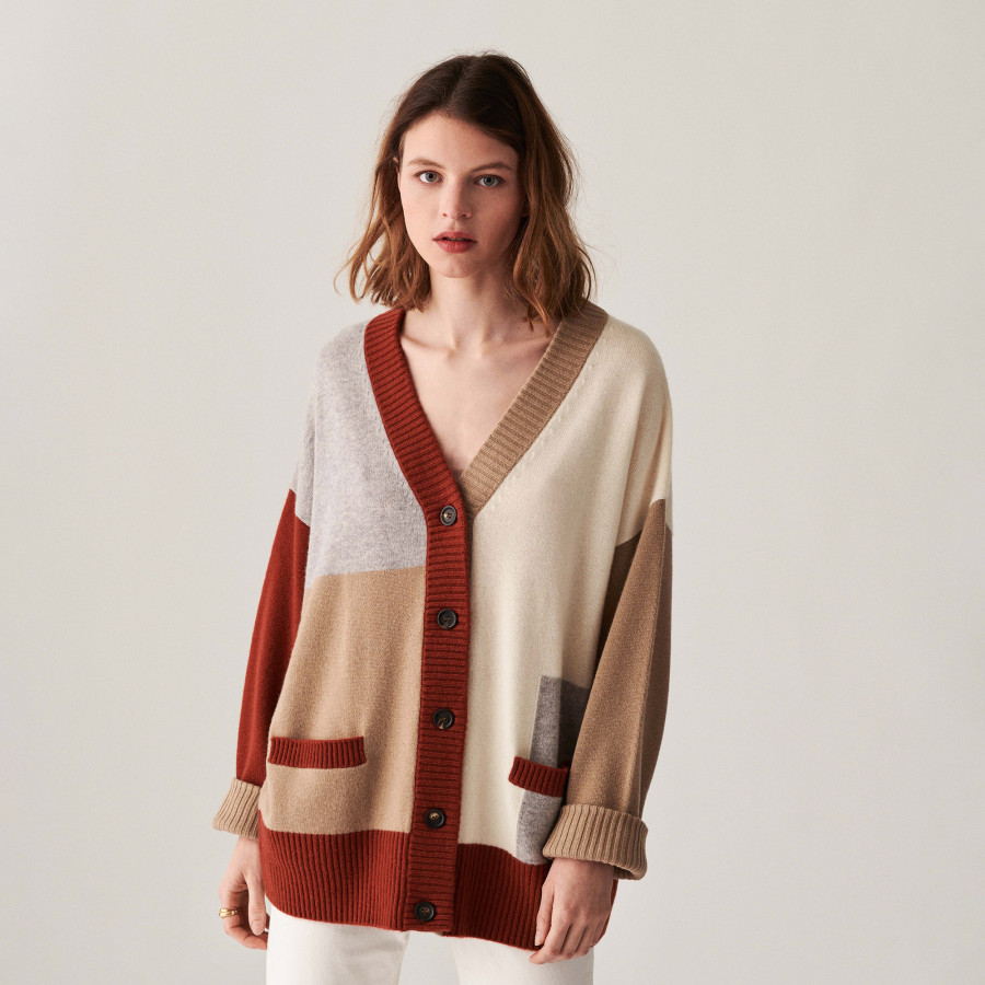 Cardigan longo de cashmere com botões - Delia