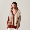 Long cardigan boutonné en cachemire - Delia 7521 SABLE MULTI