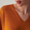 Pull col V à fentes en laine mérinos - Aurora 7460 tournesol - 15 Orange