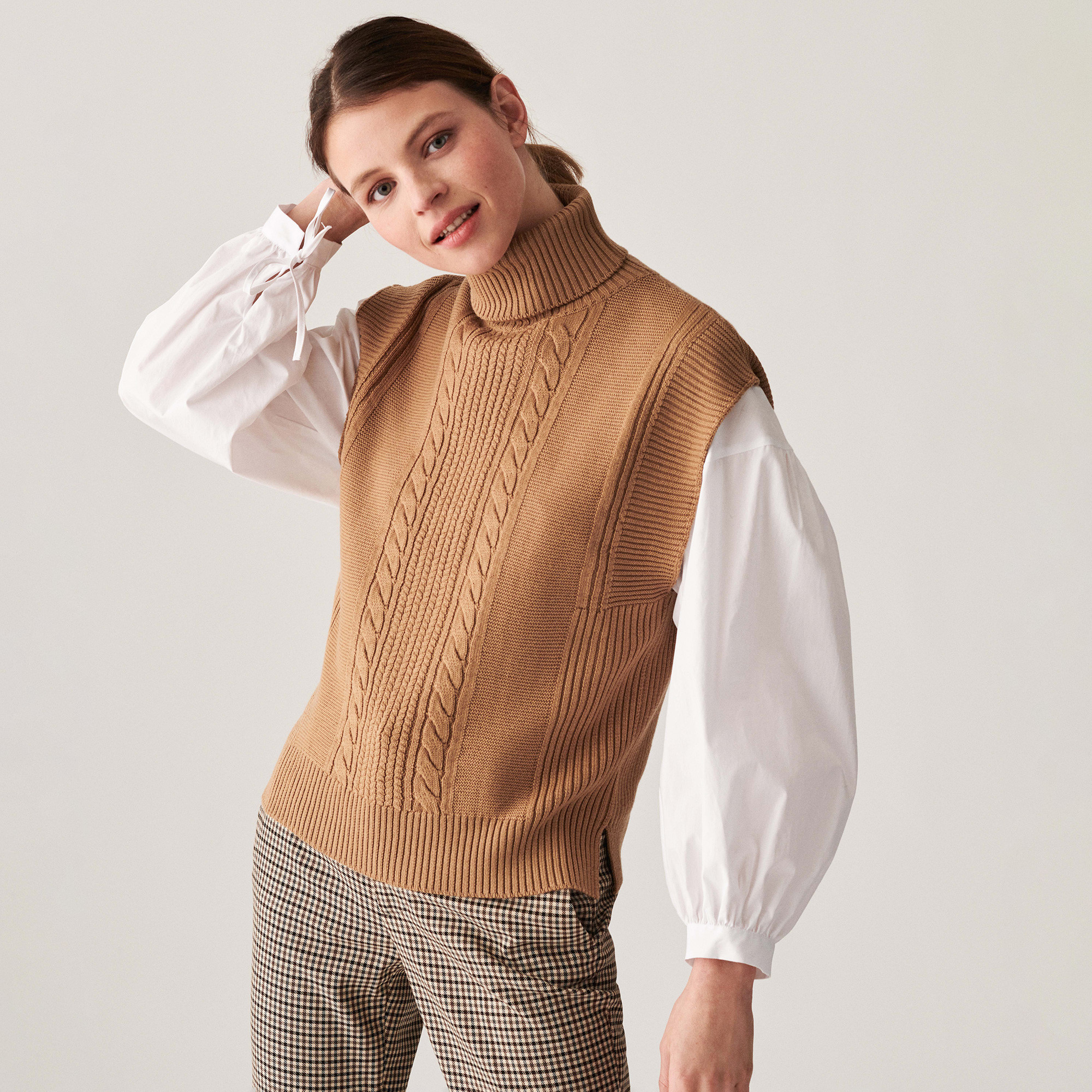 Pull col roulé sans manches en laine mérinos - Claudia 7430 NOISETTE 88 Camel