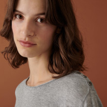 Bamboo cashmere button-down t-shirt round neck fine knit - Aelia