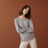 Bamboo cashmere button-down t-shirt round neck fine knit - Aelia