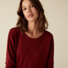 Bamboo cashmere button-down t-shirt round neck fine knit - Aelia