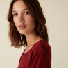 Bamboo cashmere button-down t-shirt round neck fine knit - Aelia