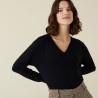 V-neck sweater in merino wool with ribbed edges - Arya