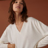 Pull col V à fentes en laine mérinos - Aurora 7403 ecru - 82 Ecru