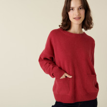 Pull ample en cachemire recyclé à poches - Davina 7486 framboise - 26 Rose foncé