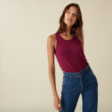 Débardeur col rond à point jersey en laine mérinos - Antenia 7482 griotte - 17 Violet