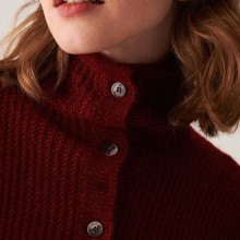Pull oversize boutonné en mohair - Clea 7485 brique - 20 Rouge foncé