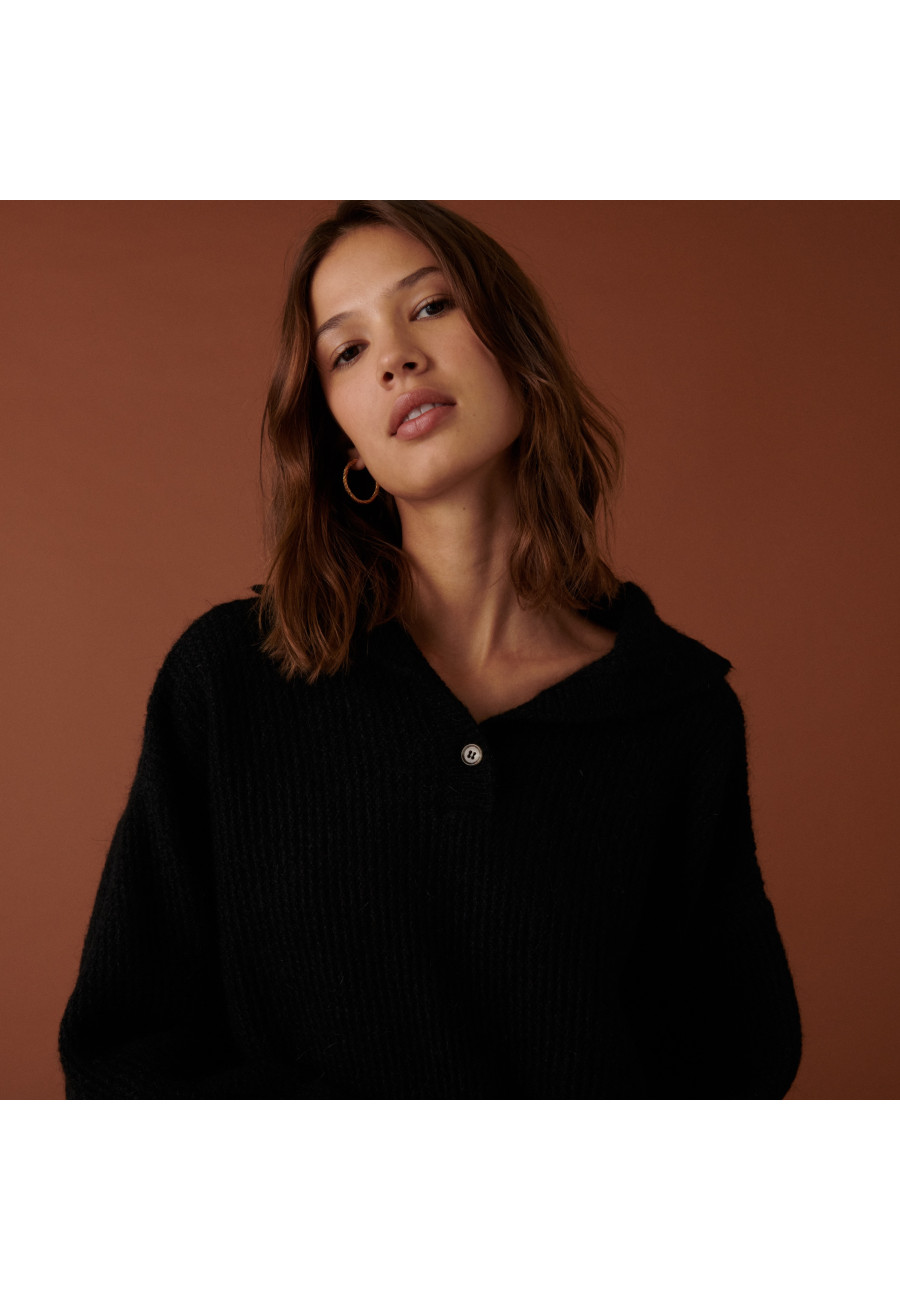 Suéter oversized de mohair com botões - Clea