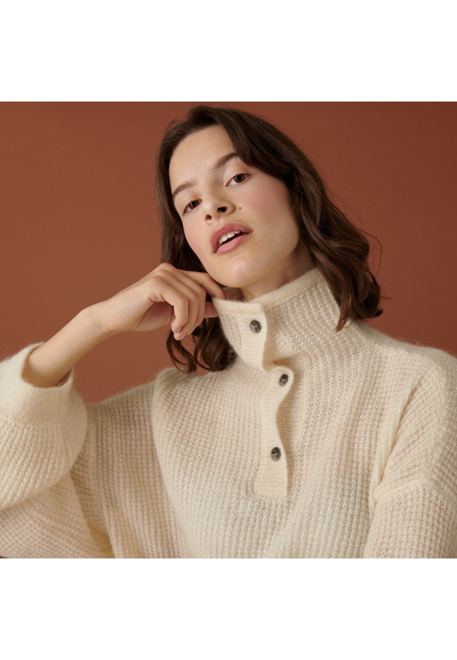 Suéter oversized de mohair com botões - Clea