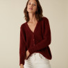 Cardigan boutonné col V en mohair - Anais 7485 brique - 20 Rouge foncé