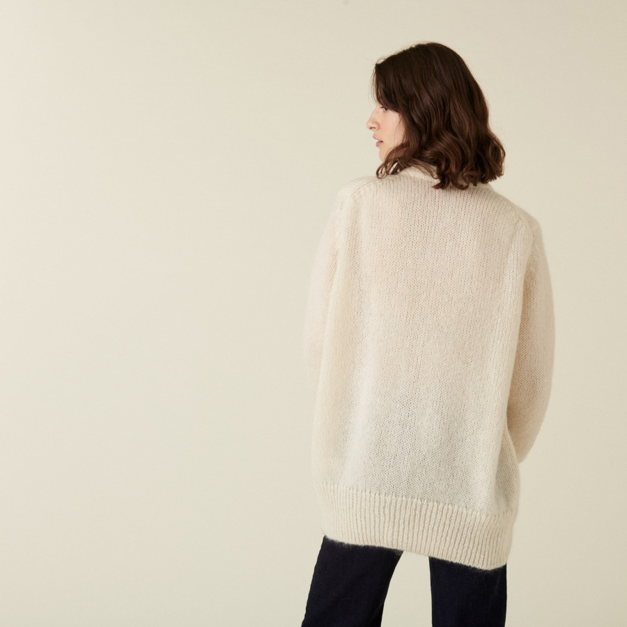 Cardigan de mohair com decote em V e botões - Anais