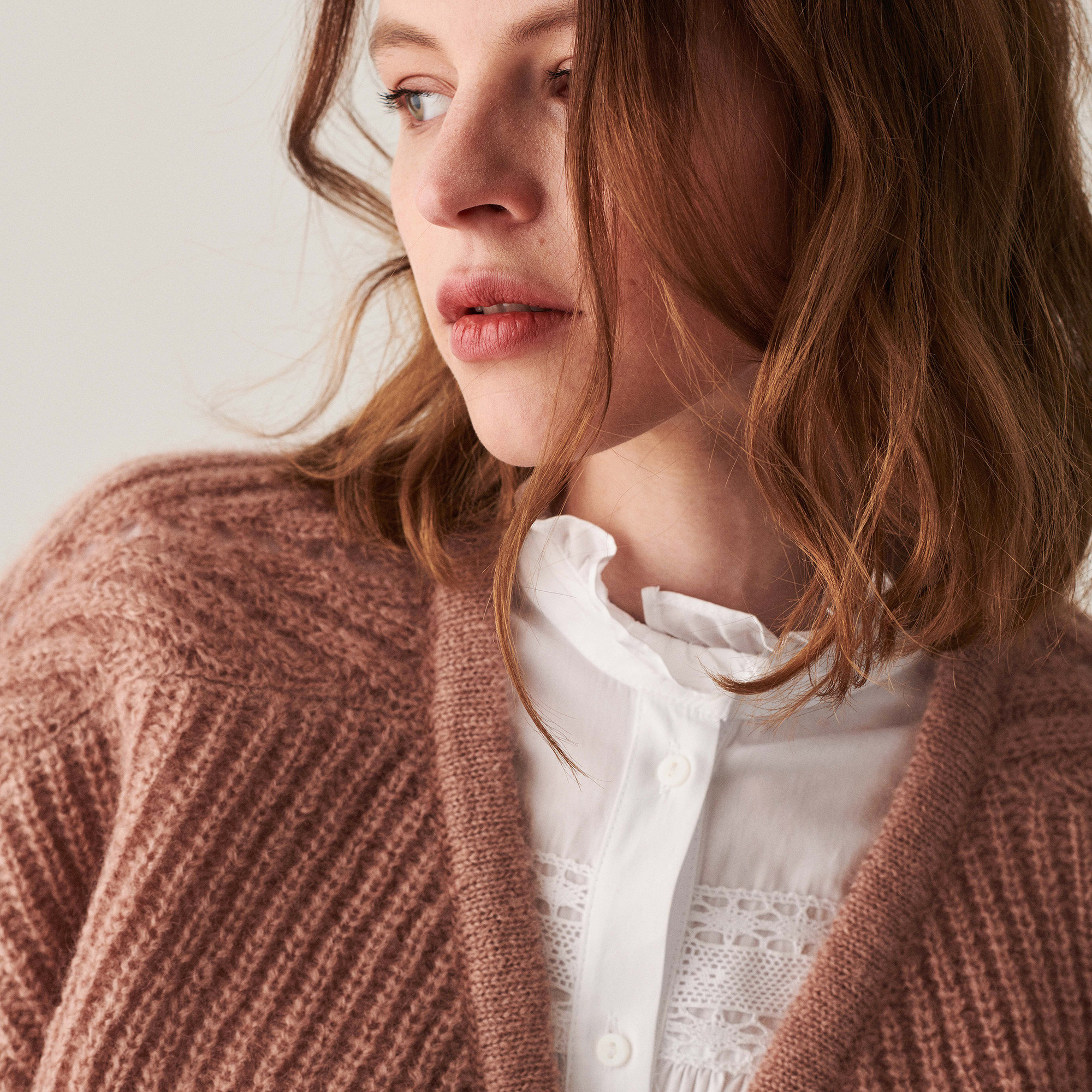 Gilet à côtes perlées en mohair - Camille 7404 sable - 13 Beige moyen