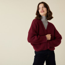 Mohair beaded ribbed cardigan - Camille