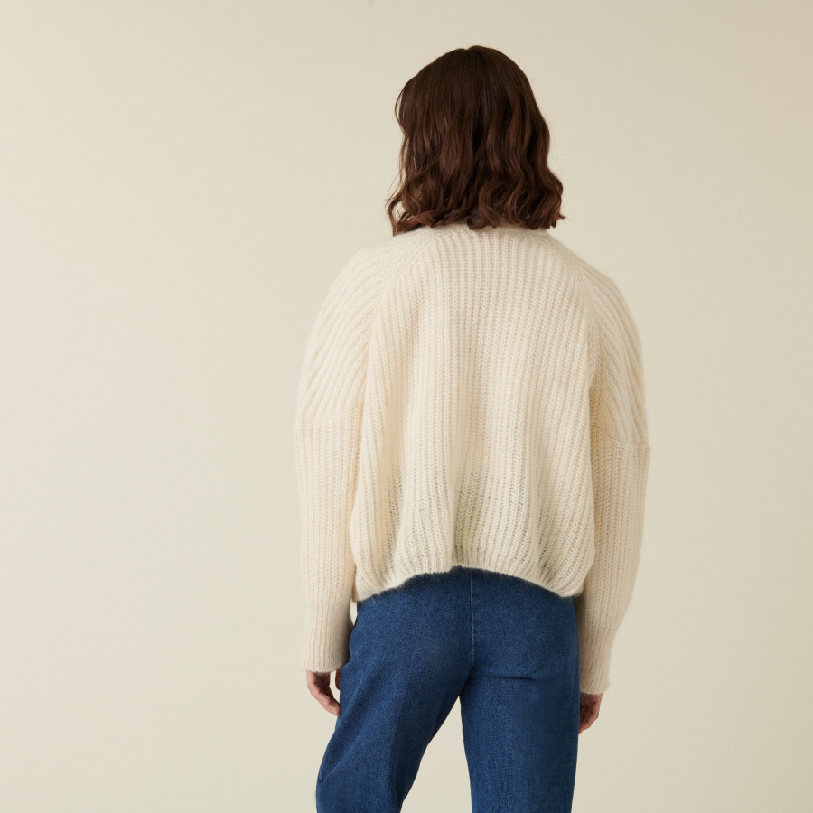 Cardigan canelado com contas de mohair - Camille