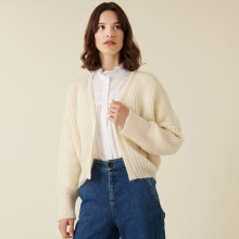 Mohair beaded ribbed cardigan - Camille