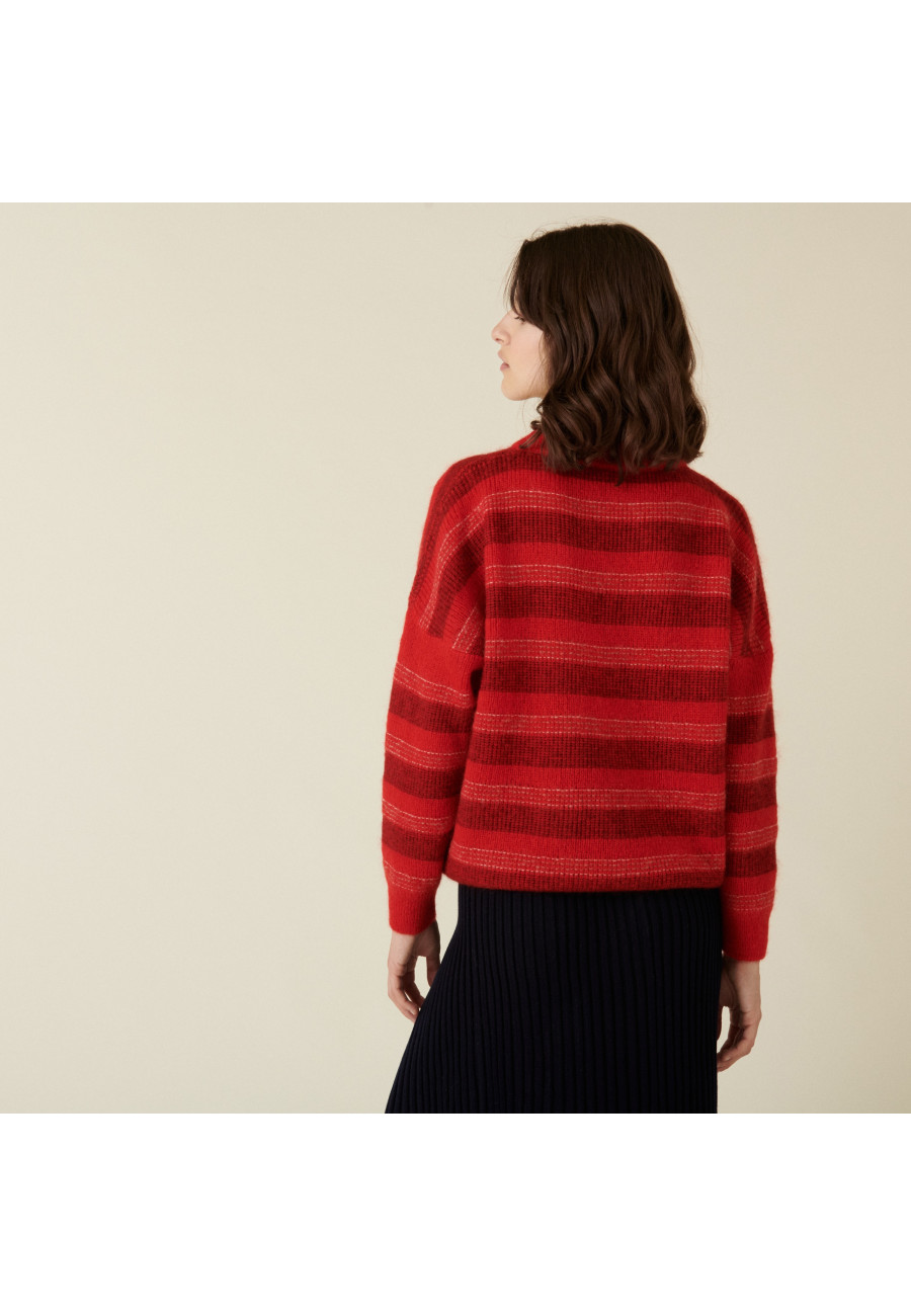 Round-neck striped mohair sweater - Charly