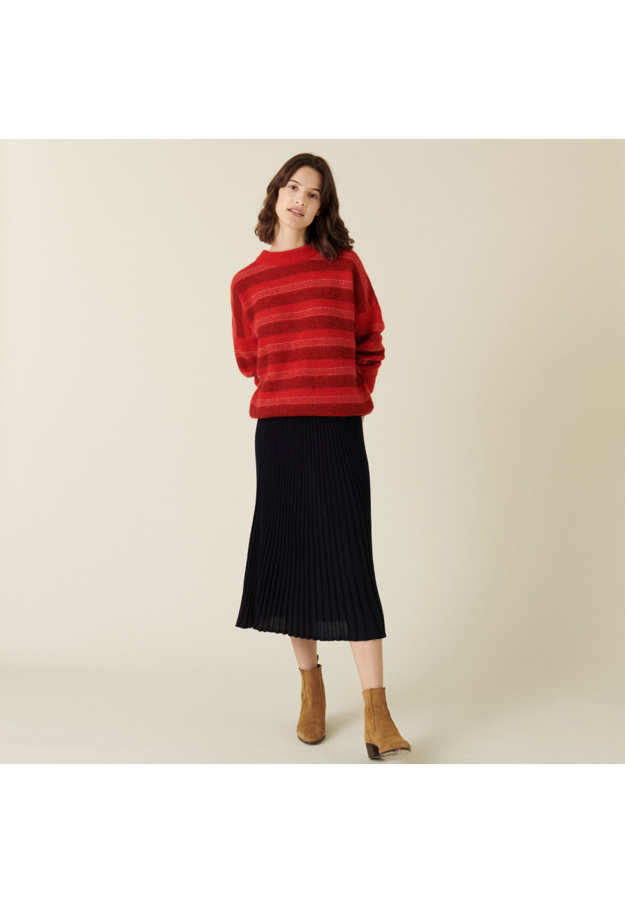 Round-neck striped mohair sweater - Charly