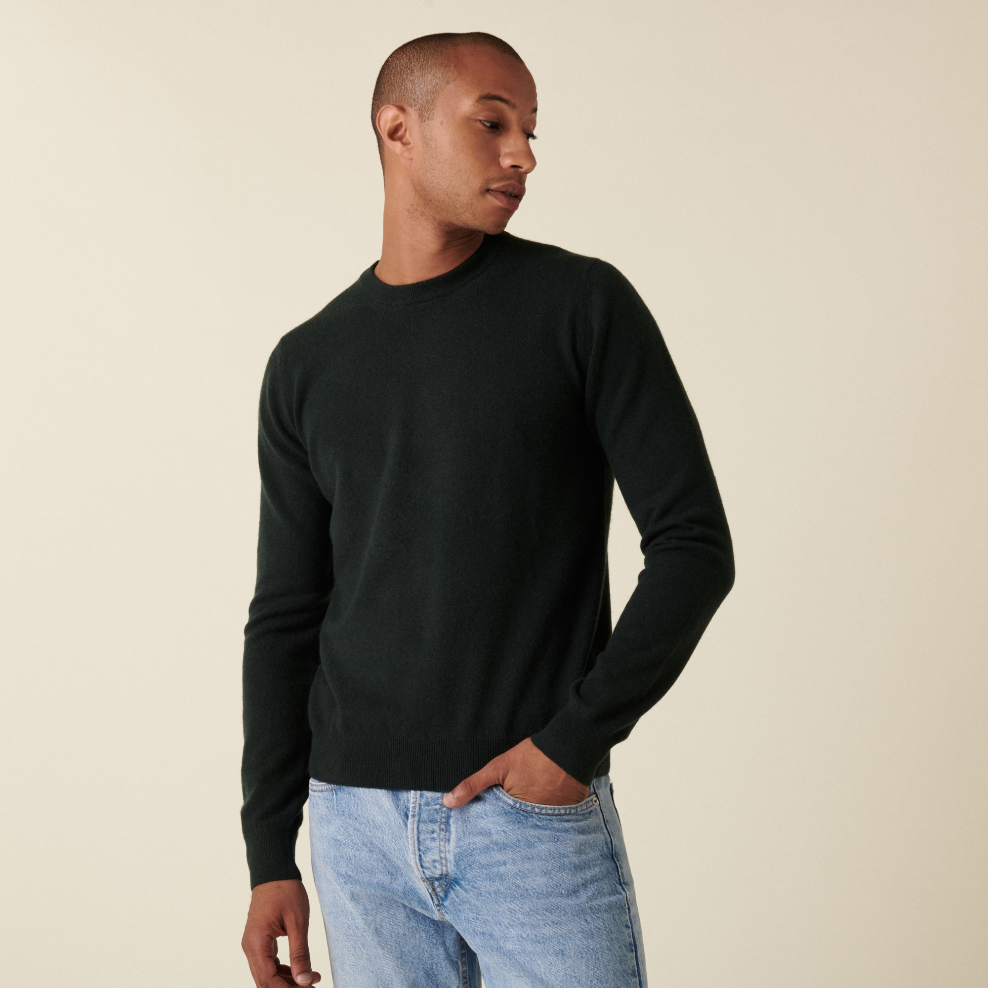 Pull col rond en cachemire - Evain 7451 bronze - 21 Vert foncé