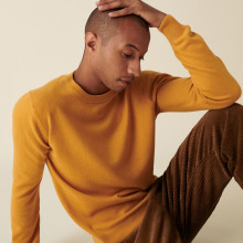 Pull col rond en cachemire - Evain 7460 tournesol - 89 Moutarde
