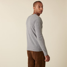 Pull col rond en cachemire à finitions roulotées - Ernest 7411 volute - 09 Gris moyen