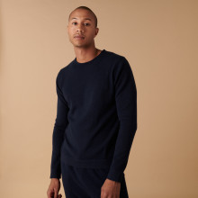 Pull col rond en cachemire à finitions roulotées - Ernest 7440 marine - 05 Bleu marine