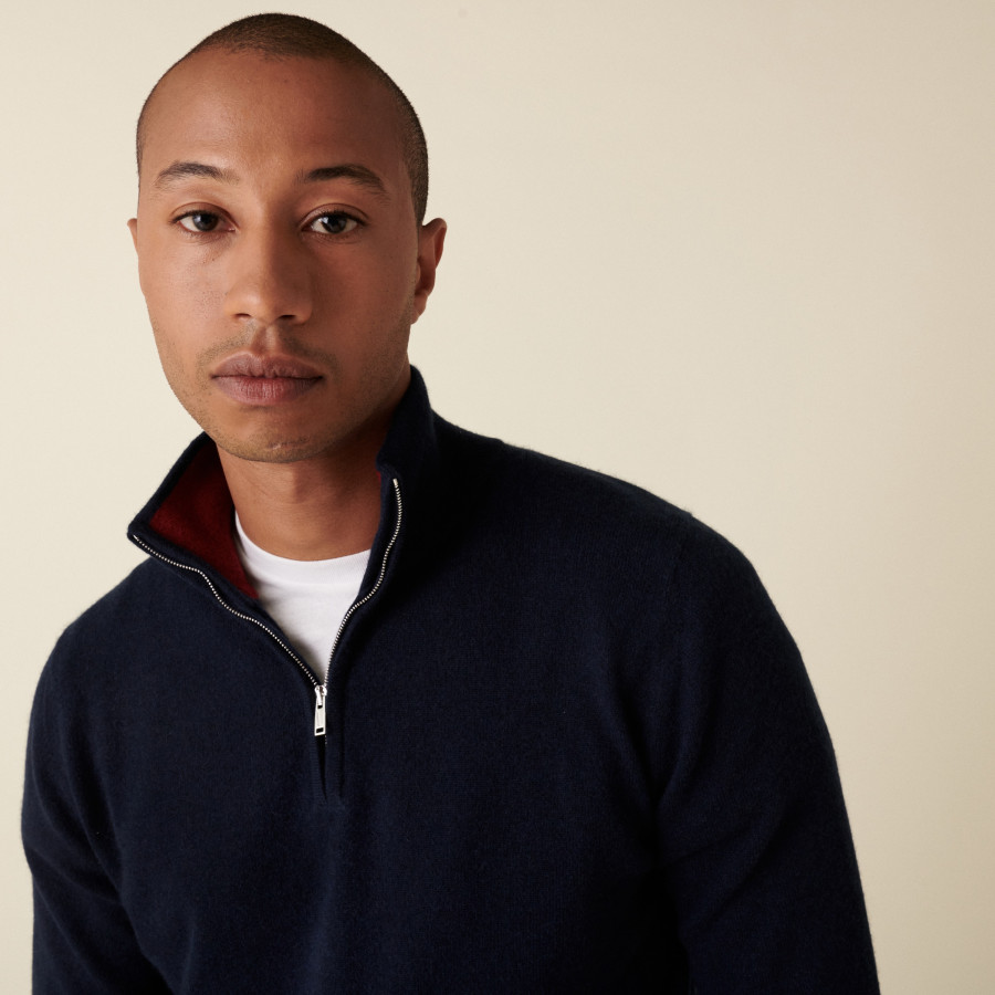 Cashmere sweater with trucker collar - Emile