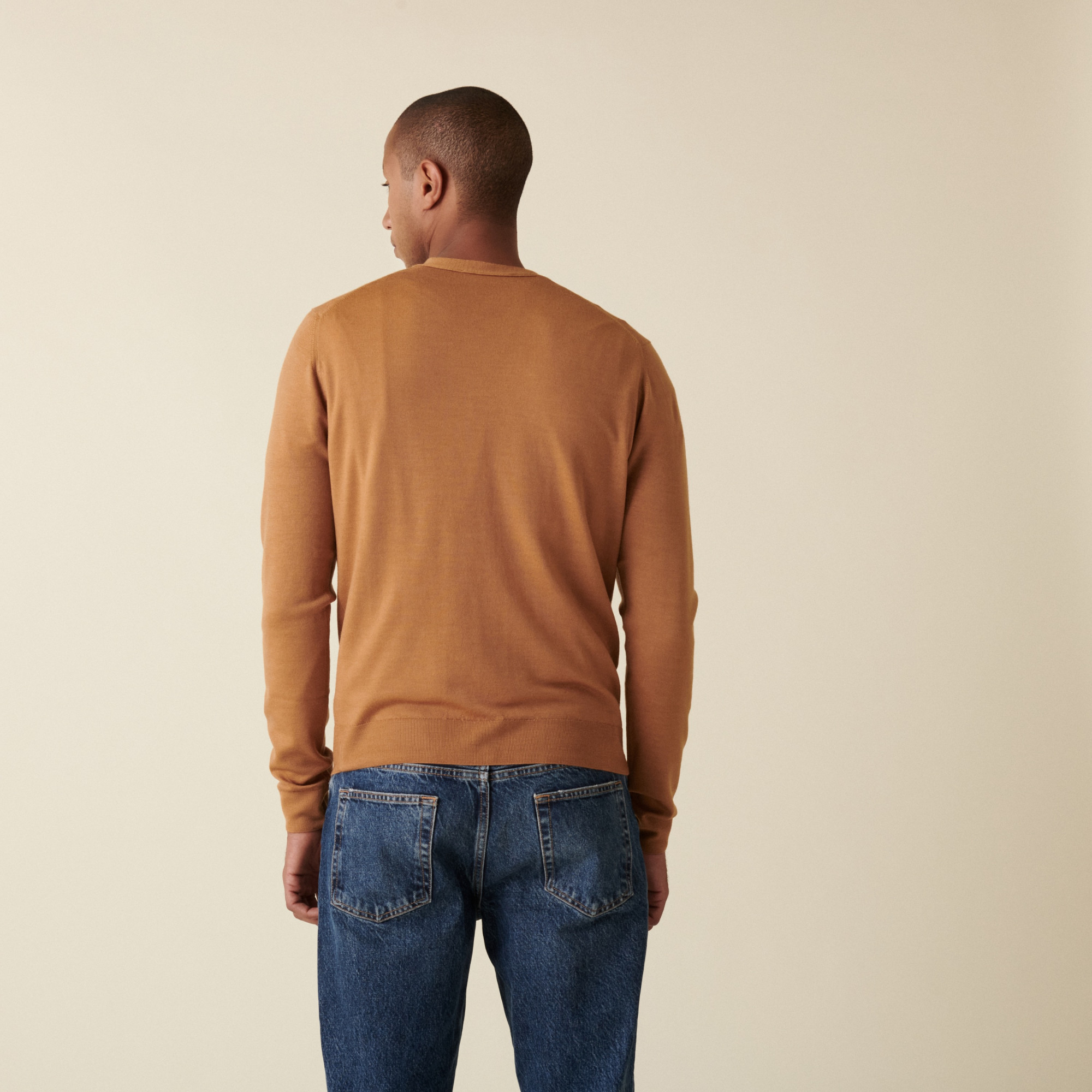 Gilet boutonné avec logo en laine mérinos - Etienne 7430 noisette - 88 Camel