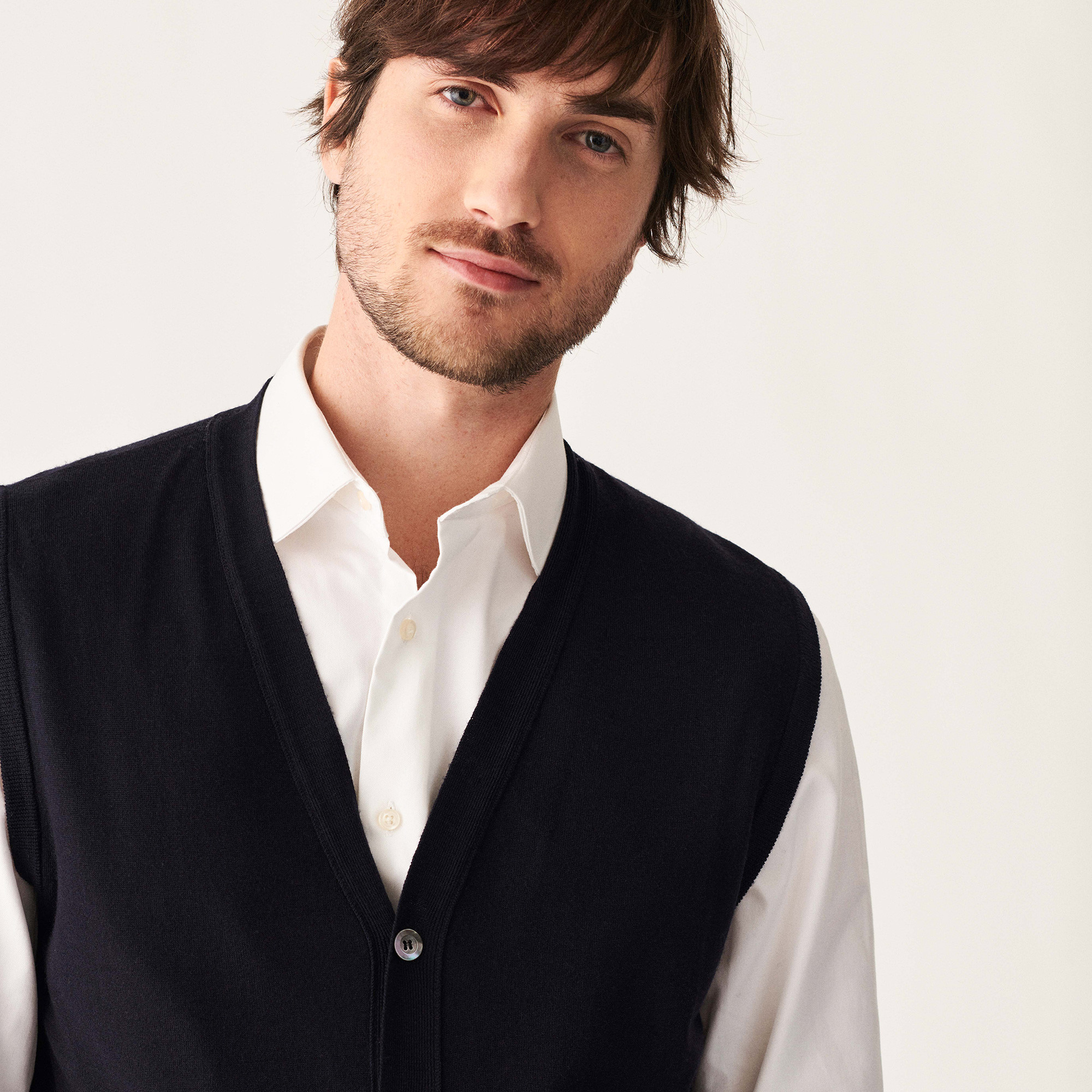 Gilet sans manches avec logo en laine mérinos - Ernardo 7440 Marine - 05 Bleu marine