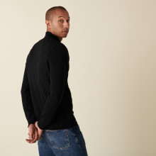 Veste zippée à poches en laine mérinos - Archibald 7578 noir/marine - 01 Noir