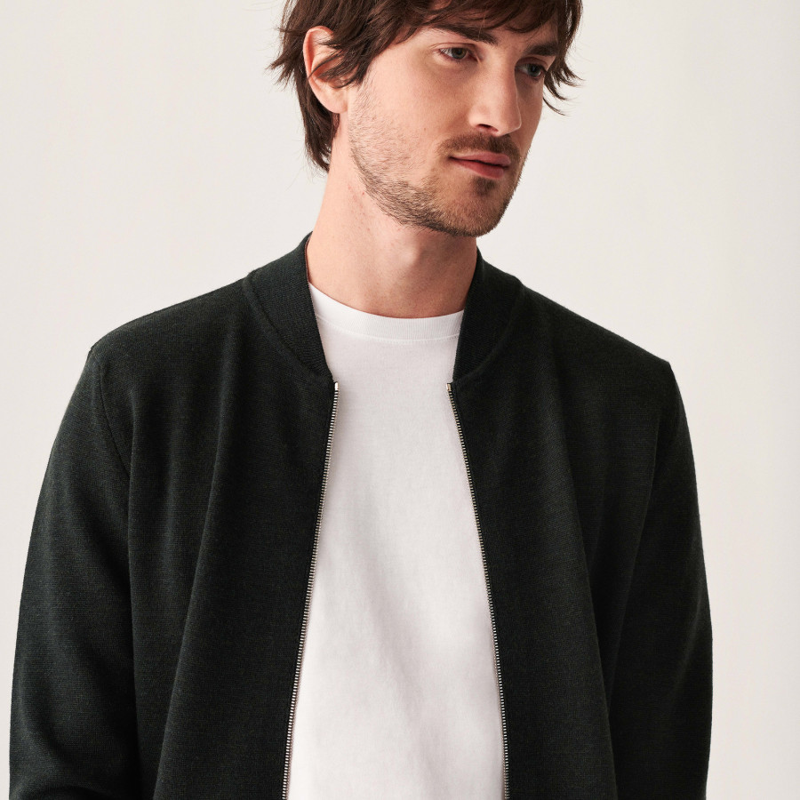 Jaqueta de lã merino com zíper e bolsos - Archibald