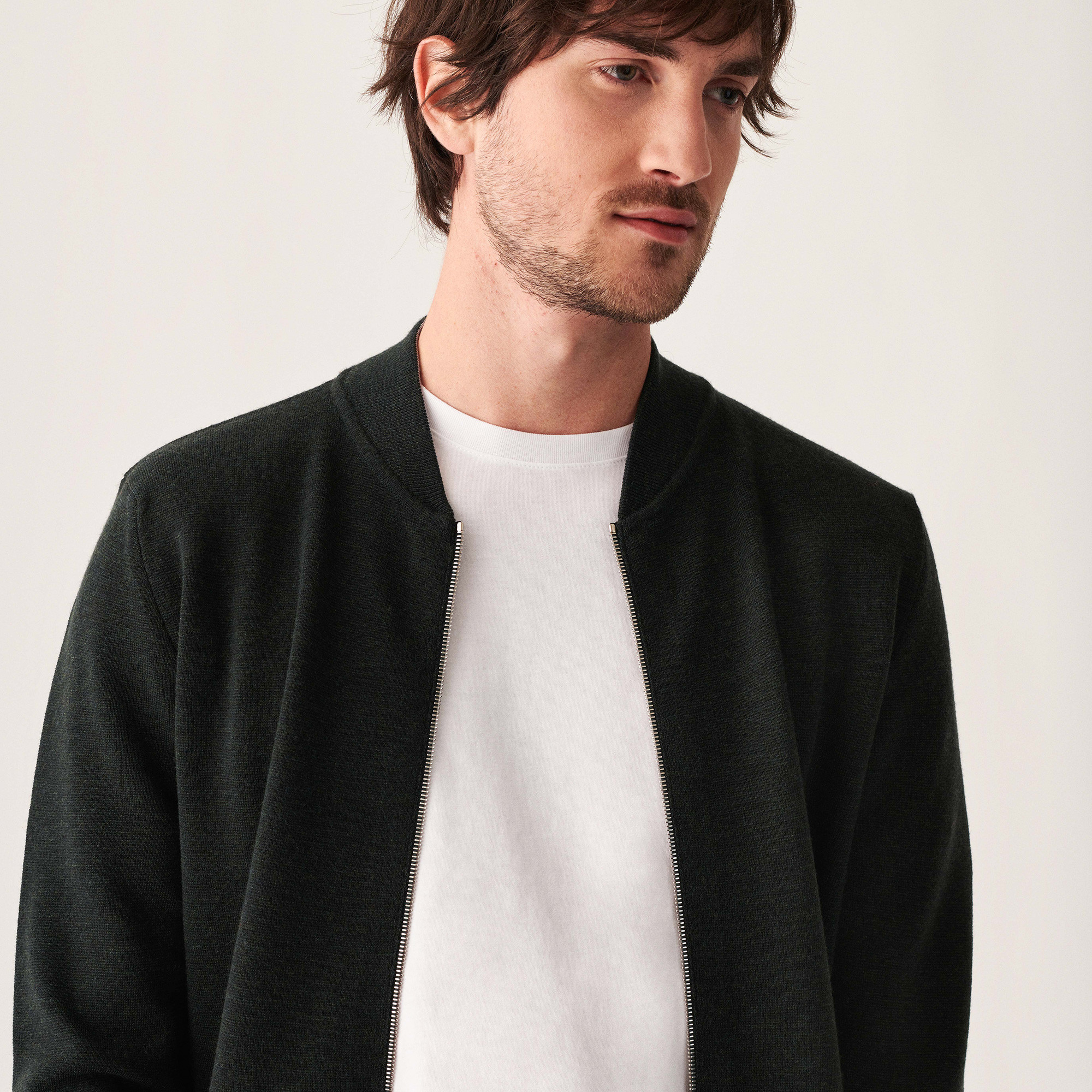 Zipped jacket with pockets in merino wool - Archibald