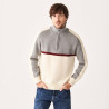 Tricolor alpaca wool sweater with trucker collar - Augustin
