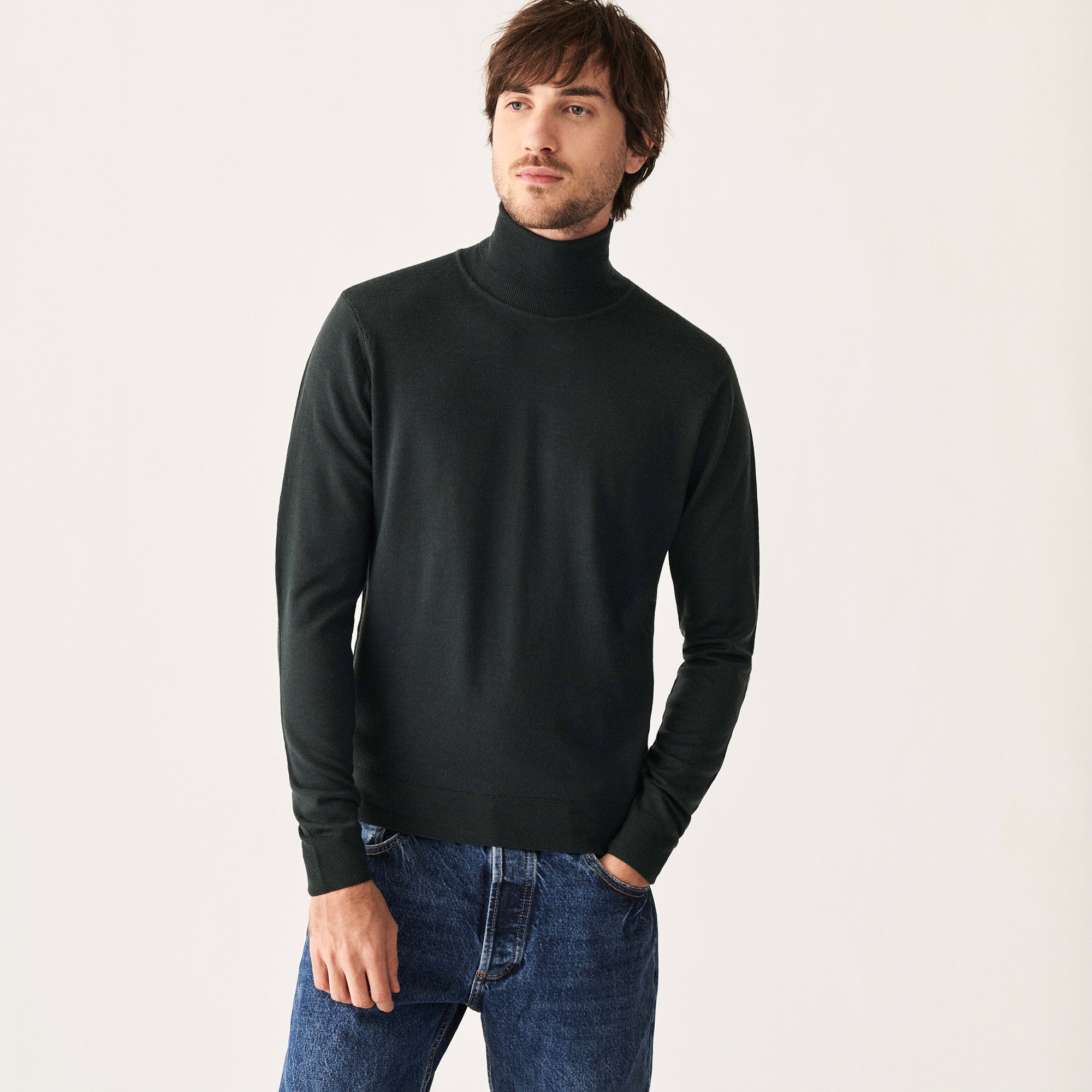 Pull col roulé avec logo en laine mérinos - Enzo 7451 bronze - 83 Kaki