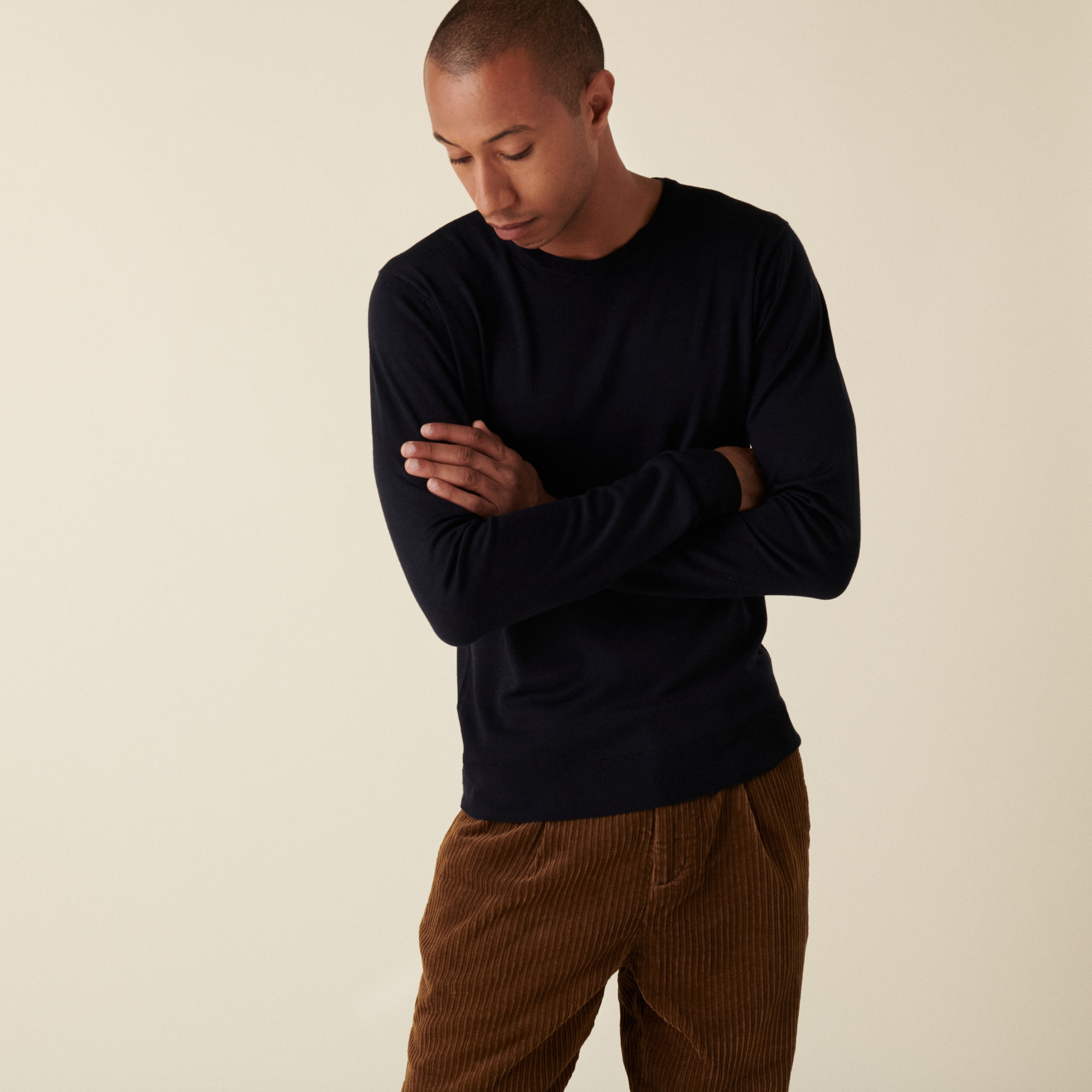 Round neck sweater with logo in merino wool - Eddie
