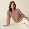 Pull à jeux de point fantaisie en mohair - Camelia 7404 sable - 13 Beige moyen