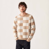 Pull motif damier en cachemire - Amadeo 7542 sable/ecru/volute - 13 Beige moyen