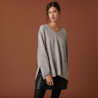 Pull col V en cachemire à fentes côtés - Accacia 7412 gris clair - 11 Gris clair