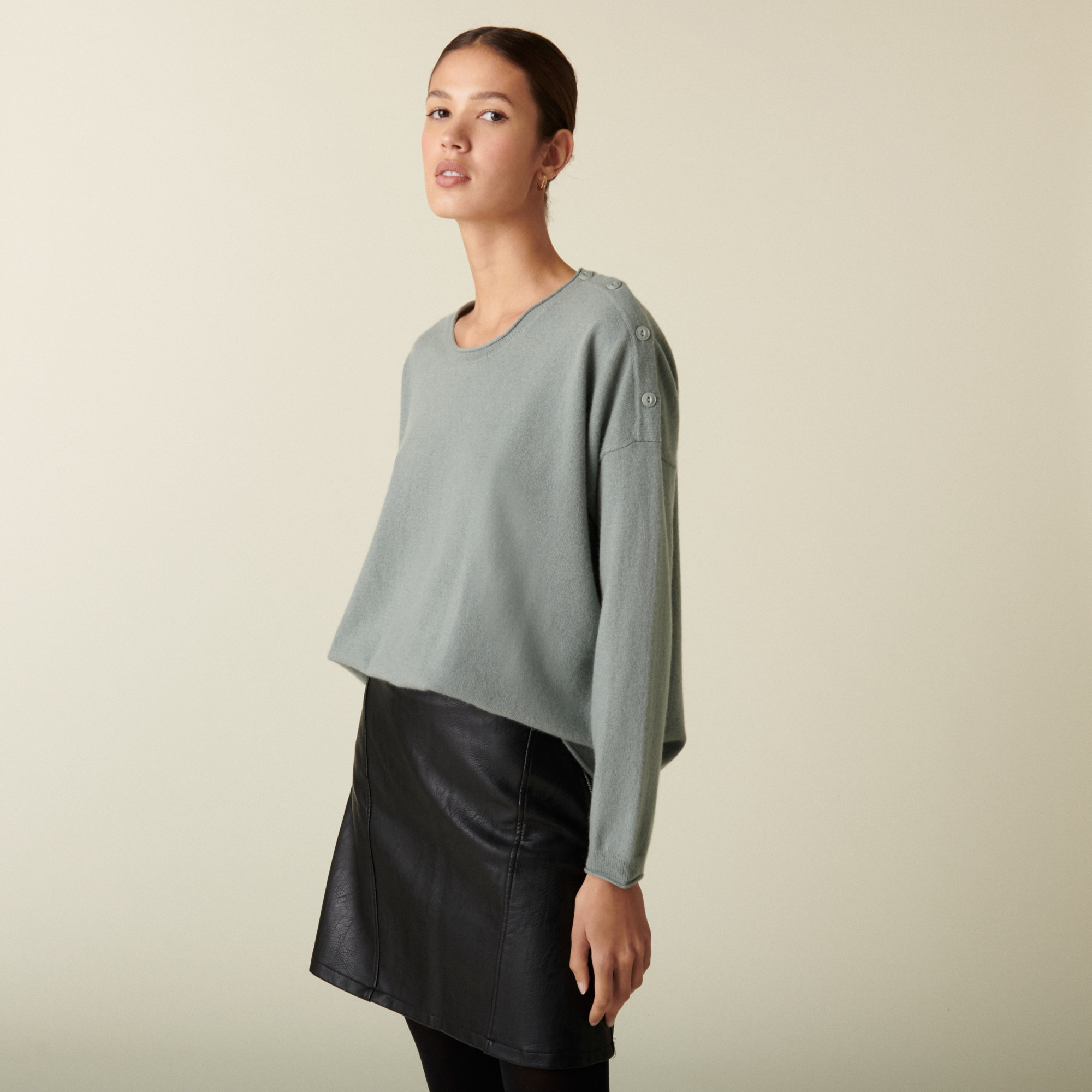 Loose-fit round-neck cashmere sweater - Acene