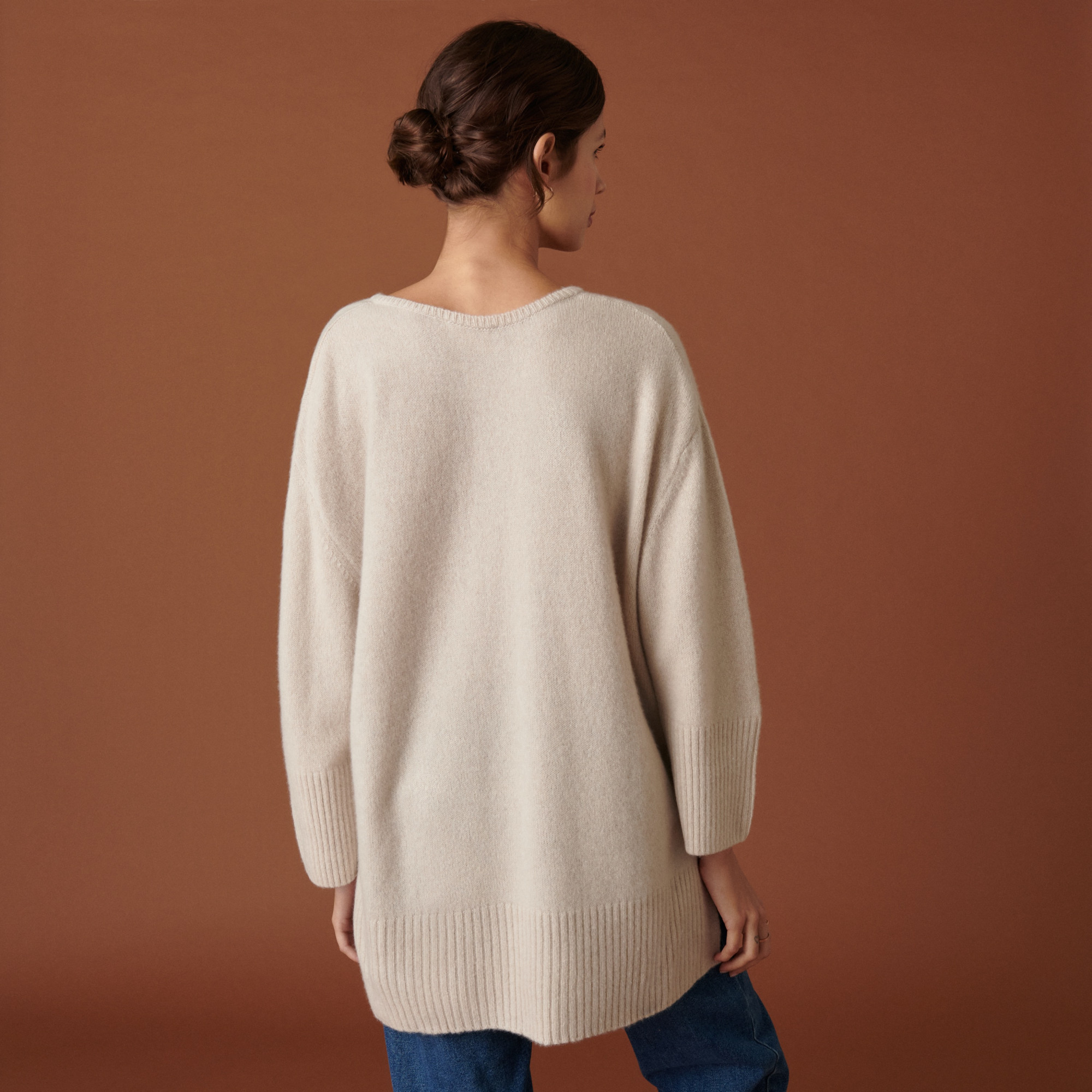 Oversized slit sweater in cashmere and recycled wool - Darius