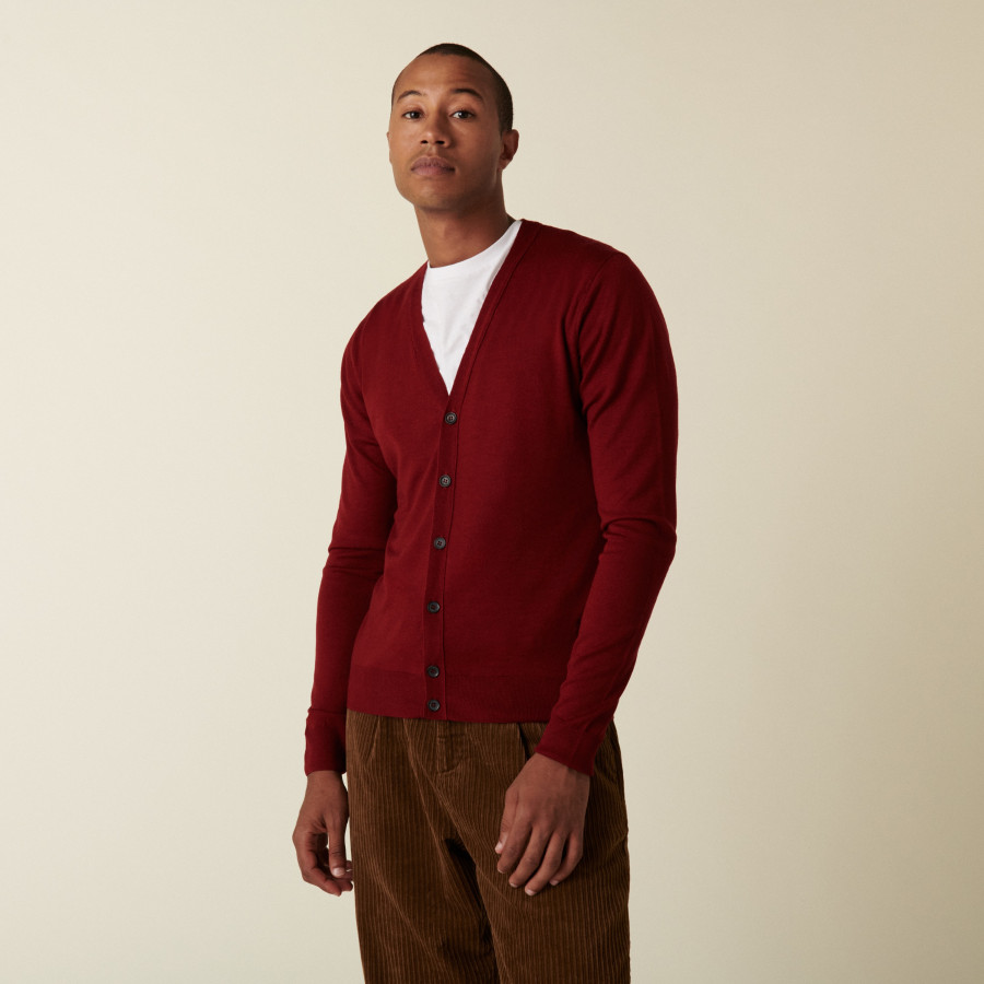 Buttoned cardigan with logo in merino wool - Etienne