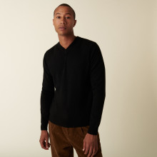 Pull col V en cachemire - Evann 7410 Noir - 01 Noir