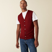 Gilet sans manches avec logo en laine mérinos - Ernardo 7481 Cerise - 51 Bordeaux