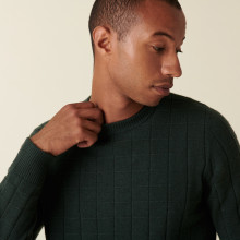 Round-neck cashmere sweater in checkered mesh - Alexis