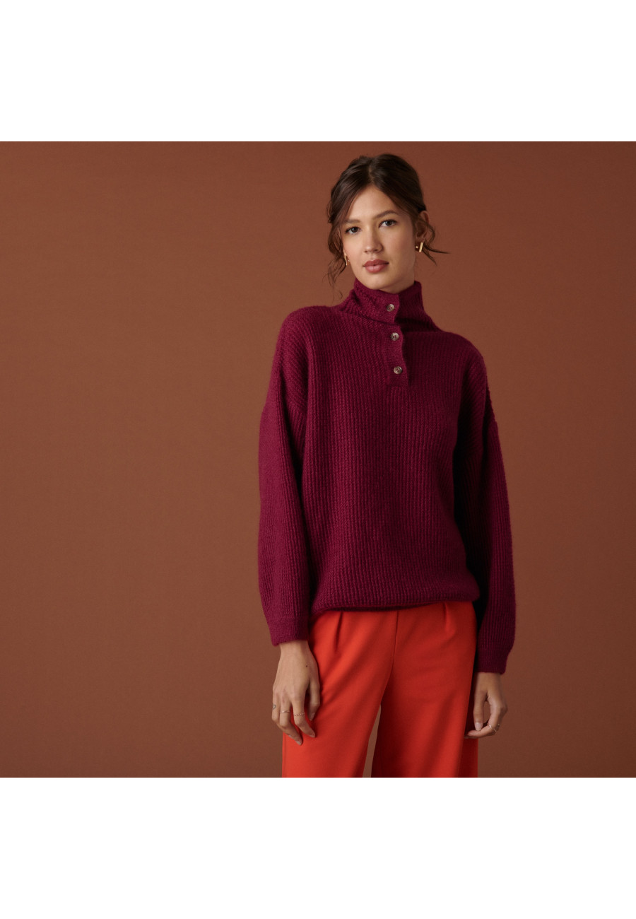 Suéter oversized de mohair com botões - Clea